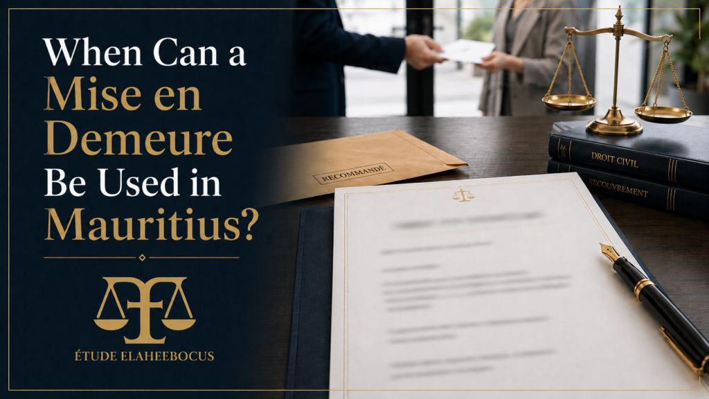 When can a mise en demeure be used in Mauritius?